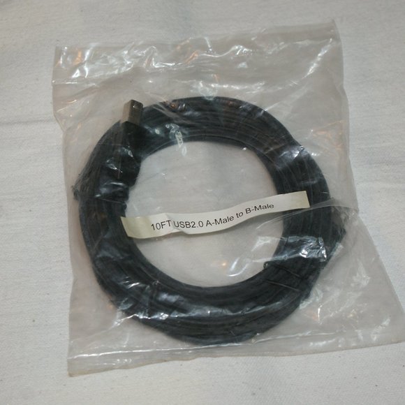 USB Cable 10Ft A-Male to B-Male USB 2.0 - Picture 1 of 5
